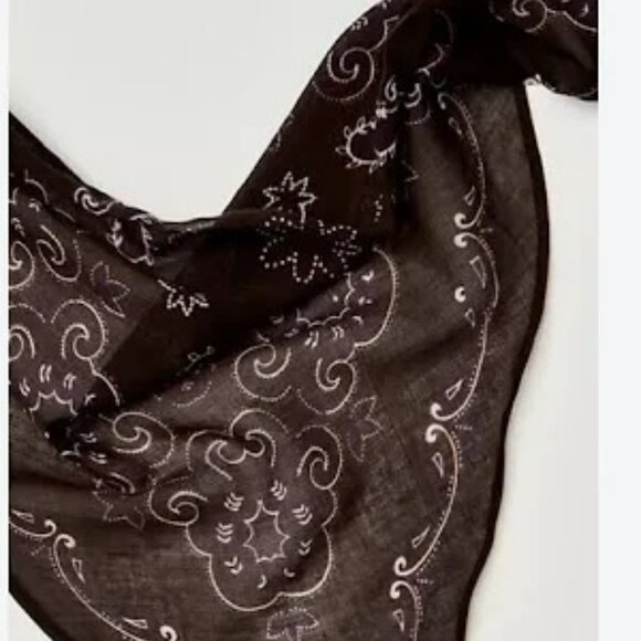 Free People Accessories - Free People Bridgette Bandana Hair Scarf or Neck Kerchief DARK BROWN NWOT